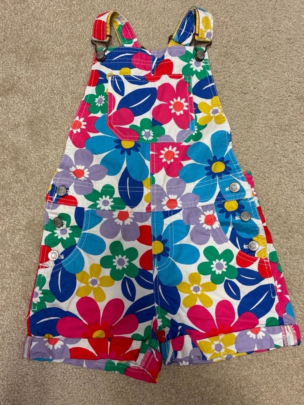 Mini boden floral short overalls size 8/9